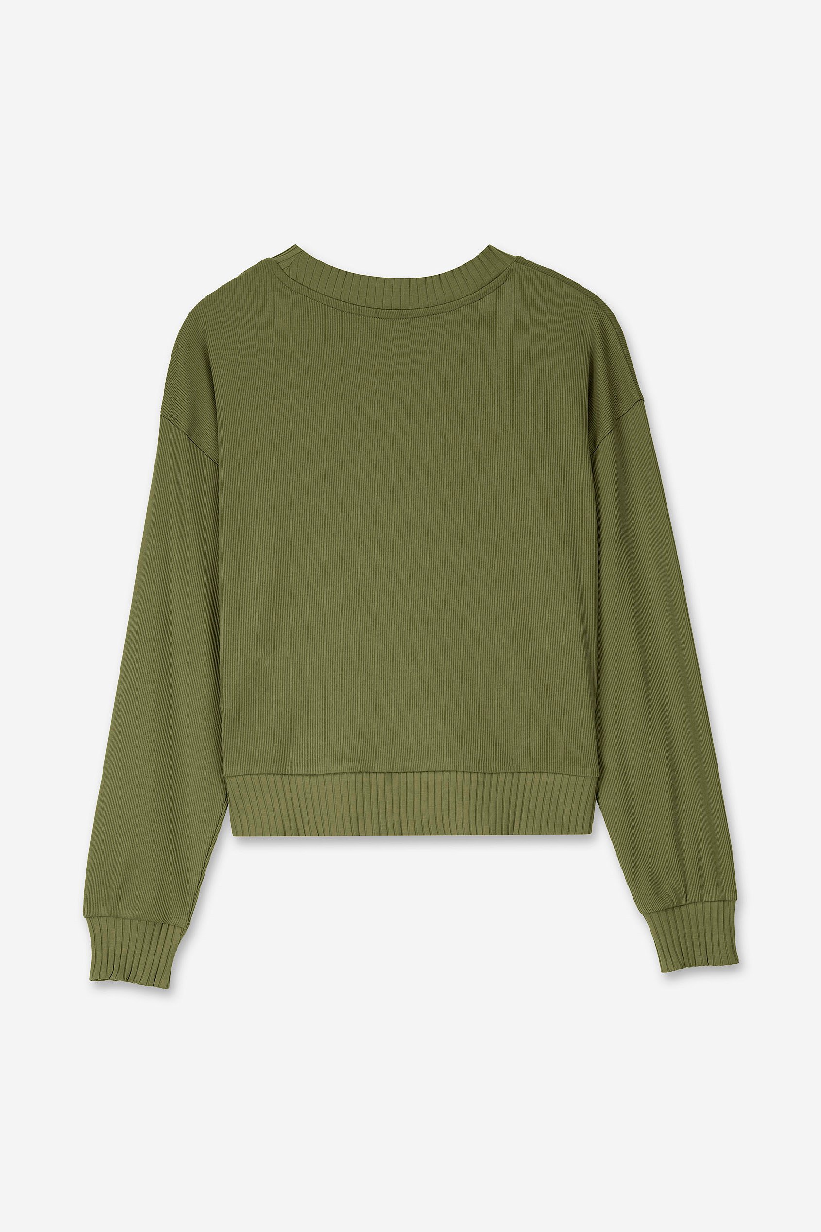 Button Shoulder Crewneck Sweatshirt