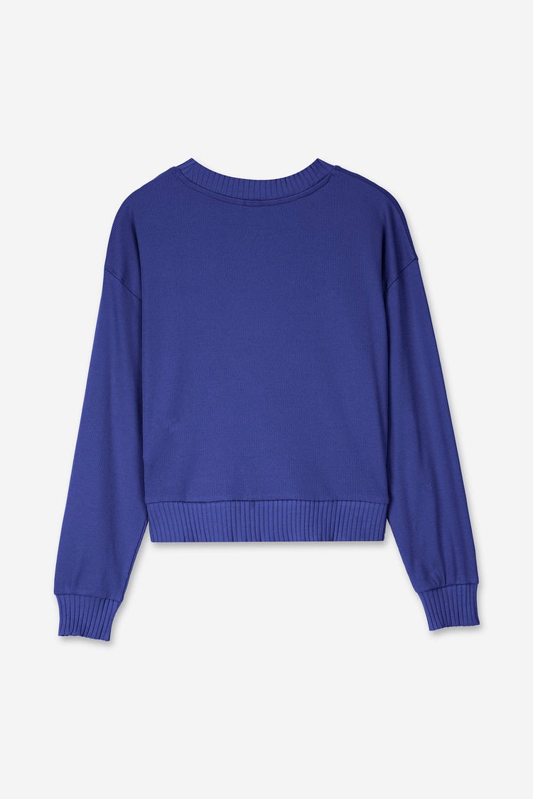 Button Shoulder Crewneck Sweatshirt