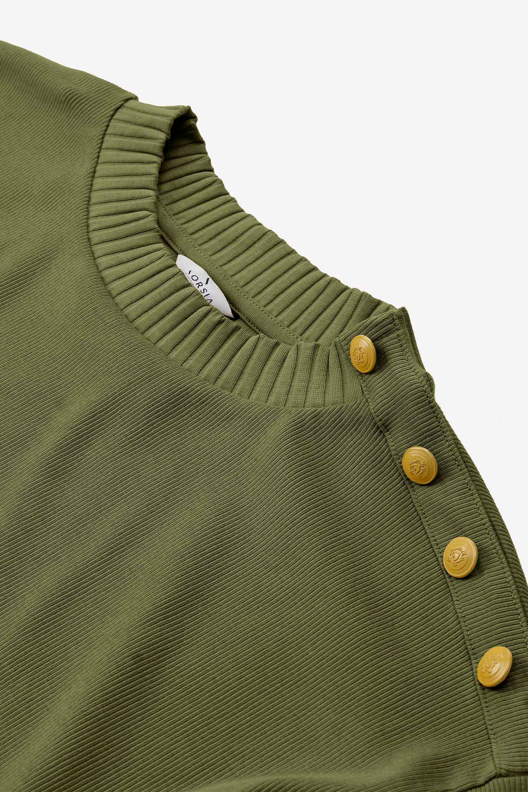 Button Shoulder Crewneck Sweatshirt