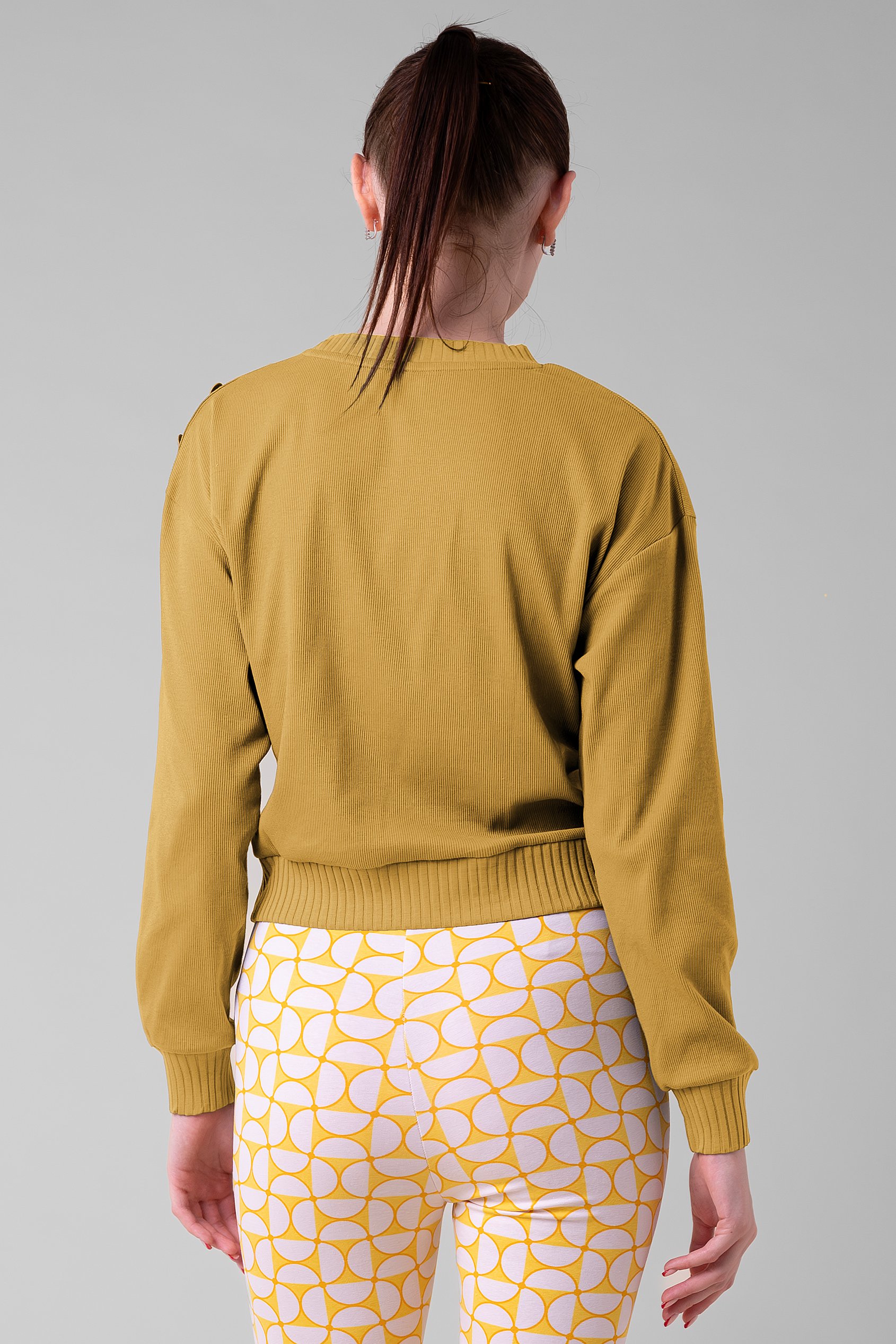 Button Shoulder Crewneck Sweatshirt