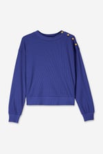 Button Shoulder Crewneck Sweatshirt