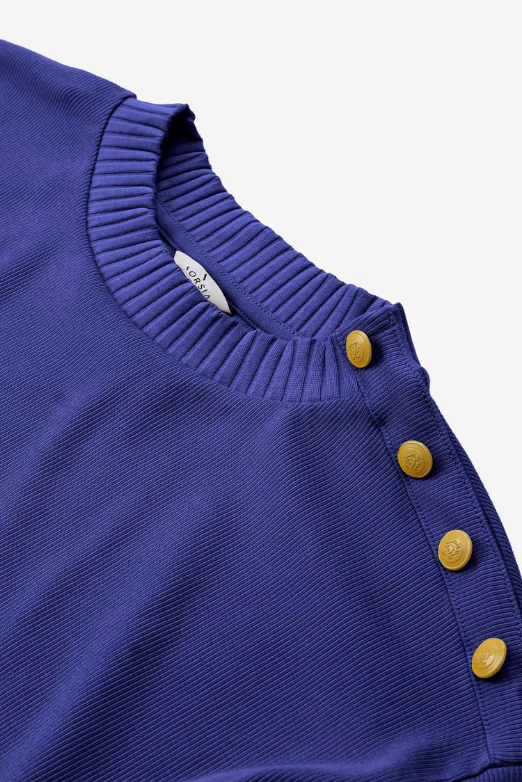 Button Shoulder Crewneck Sweatshirt