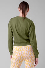 Button Shoulder Crewneck Sweatshirt