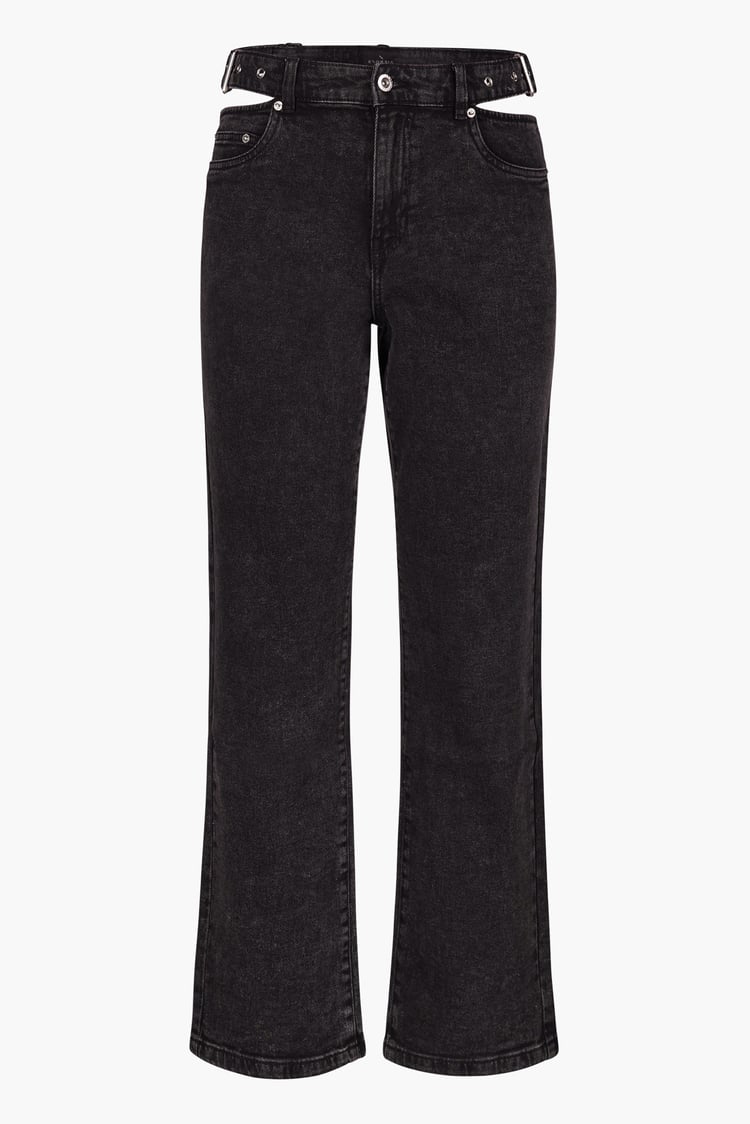 Wide-Leg Comfort Jeans With Waist Cut-Outs