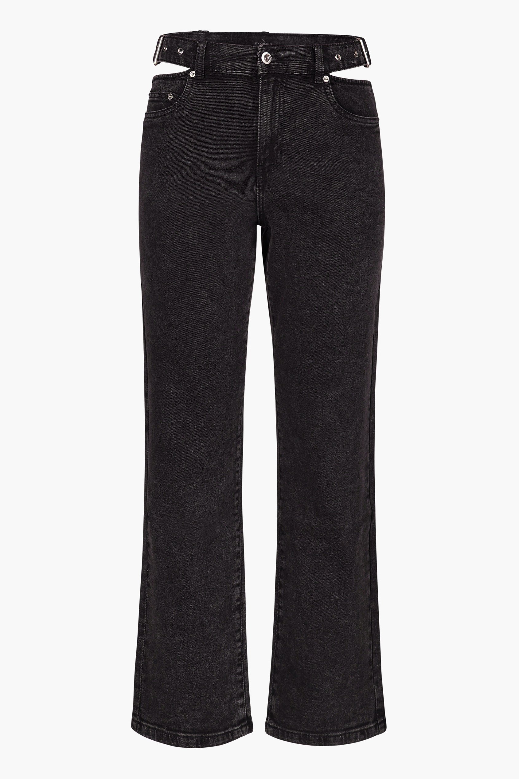 Wide-Leg Comfort Jeans With Waist Cut-Outs