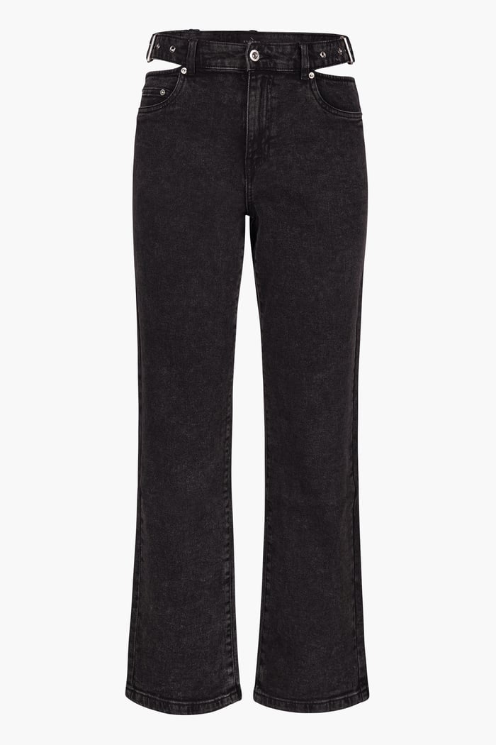 Wide-Leg Comfort Jeans With Waist Cut-Outs