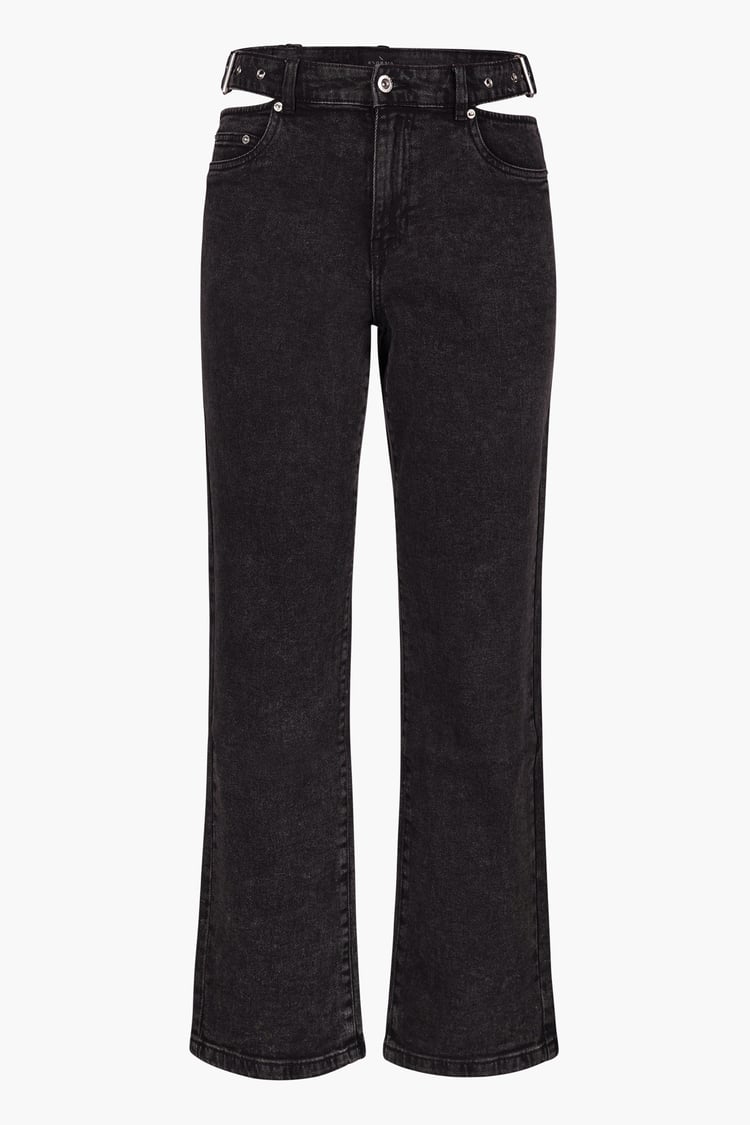 Wide-Leg Comfort Jeans With Waist Cut-Outs