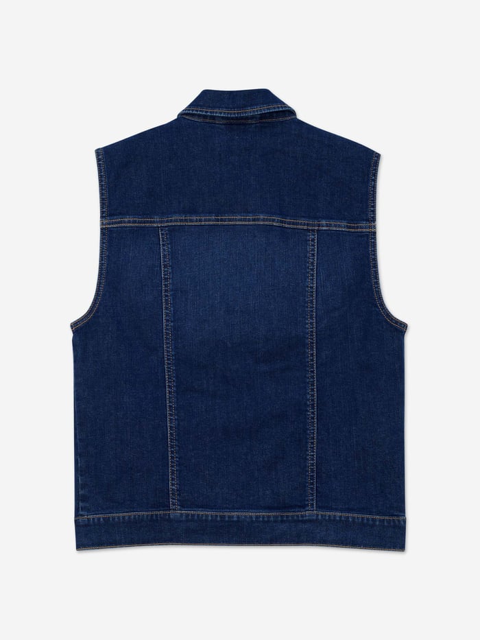 Womens Sleeveless Button Up Denim Jacket