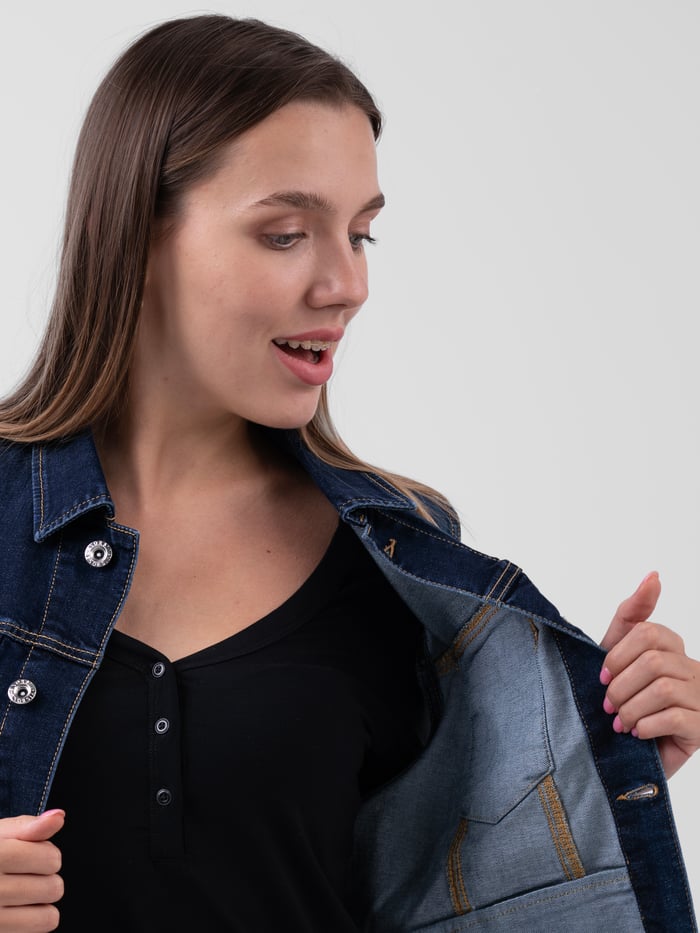 Womens Sleeveless Button Up Denim Jacket