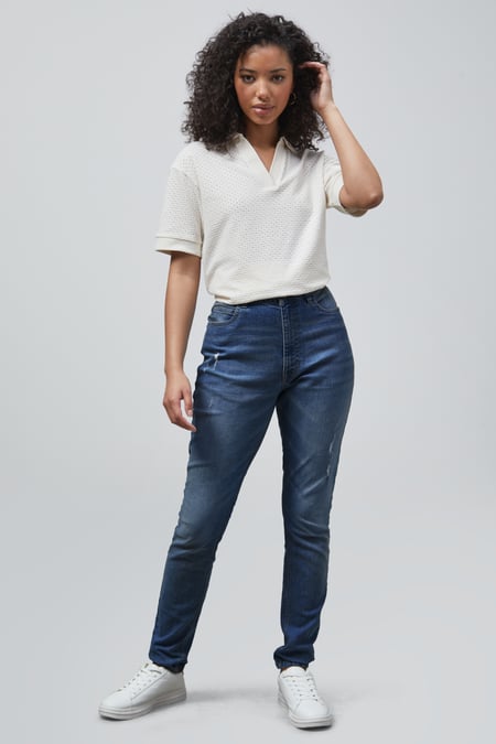 Light Blue High Waist Regular Length Distressed Jeans