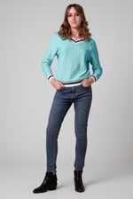 Womens V-Neck Herringbone effect sweatshirts