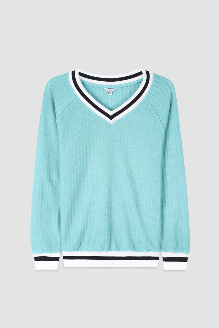 Womens V-Neck Herringbone effect sweatshirts