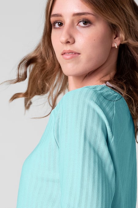 Womens Blue V-Neck Herringbone effect sweatshirts