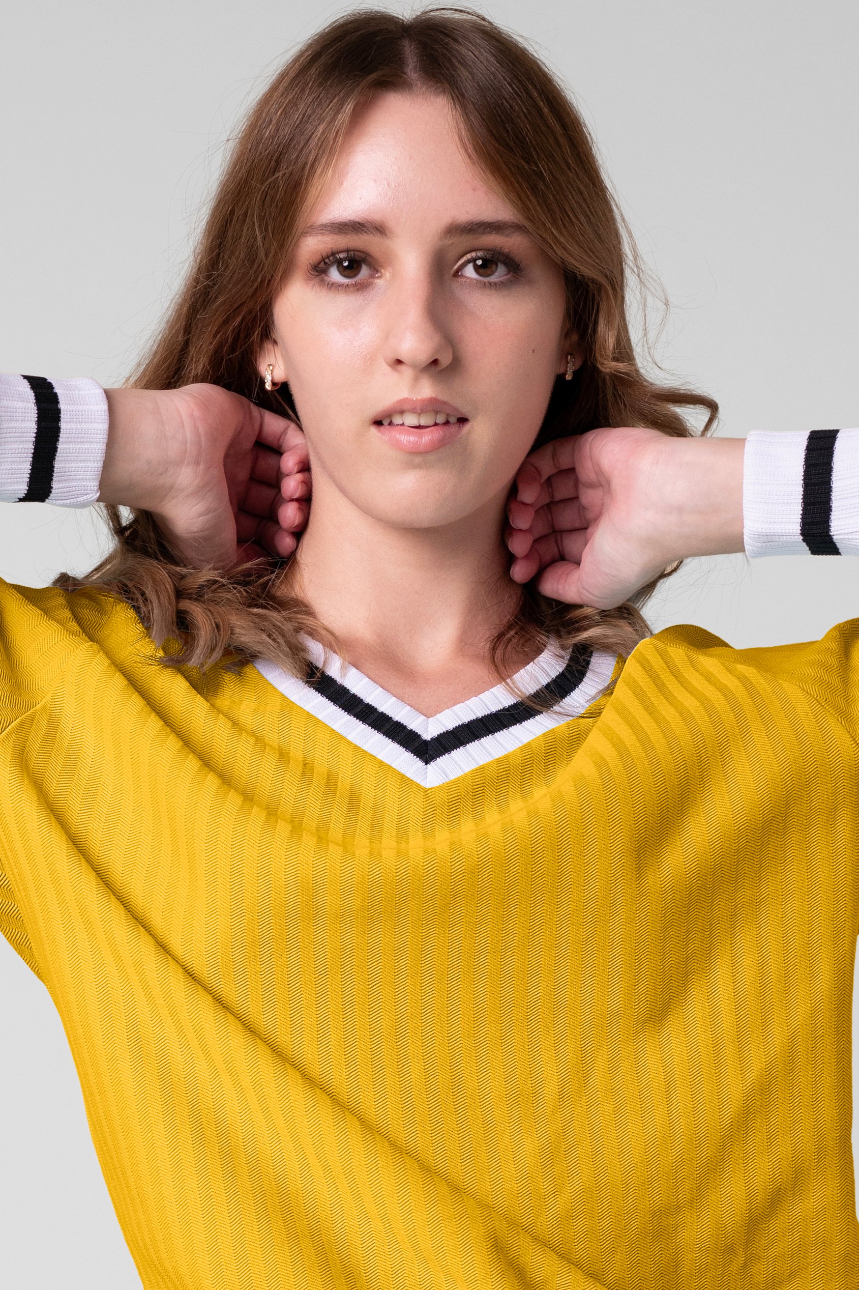 Womens V-Neck Herringbone effect sweatshirts