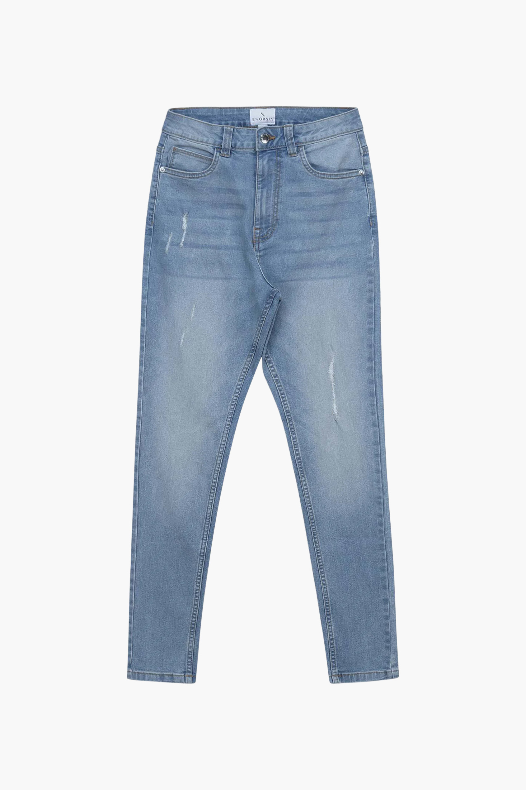 High Waist Regular Length Distressed Jeans