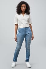 High Waist Regular Length Distressed Jeans