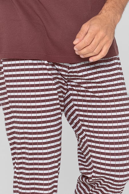 Red Cotton Check Print Pyjamas