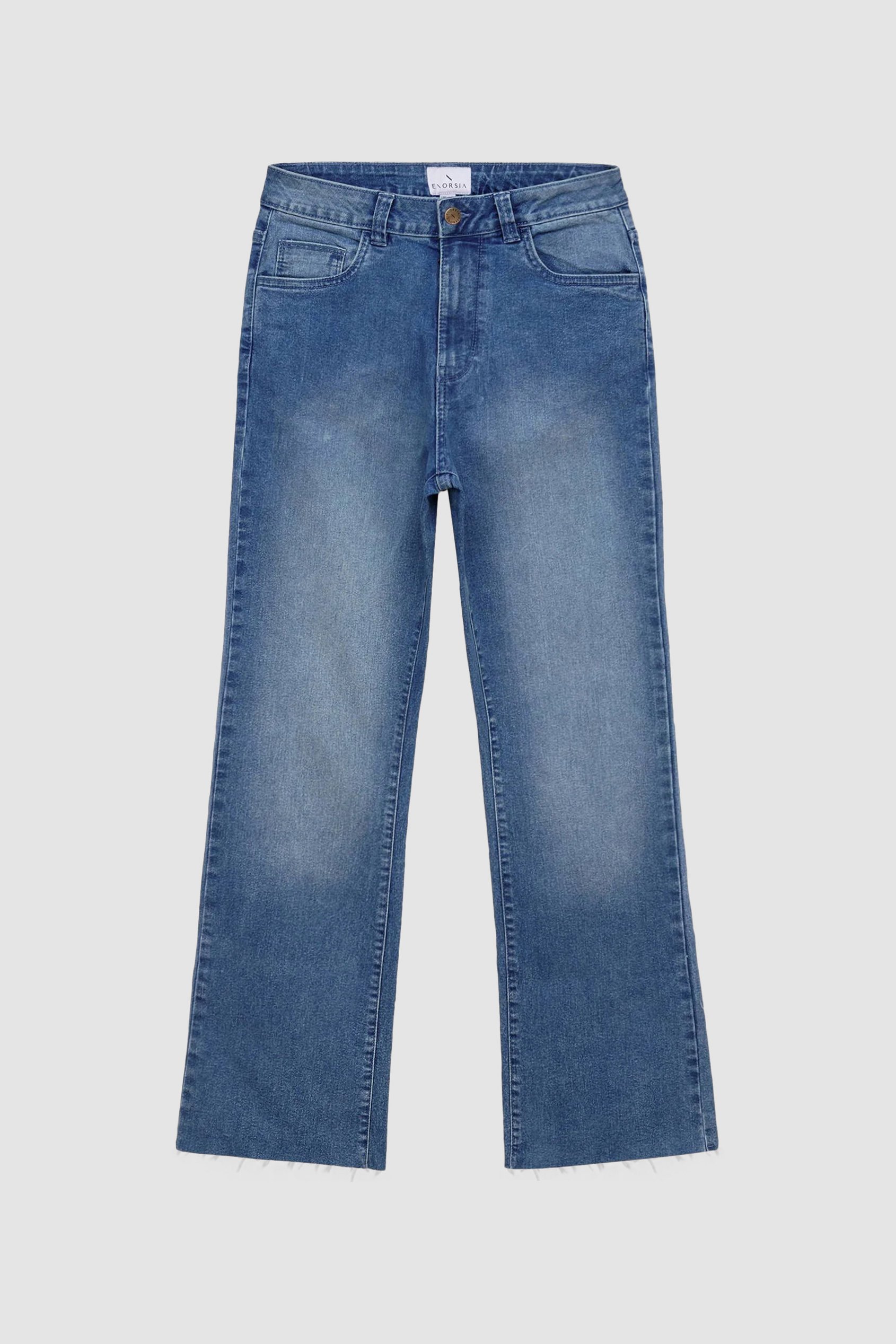 High Waist Raw Hem Flared Jeans