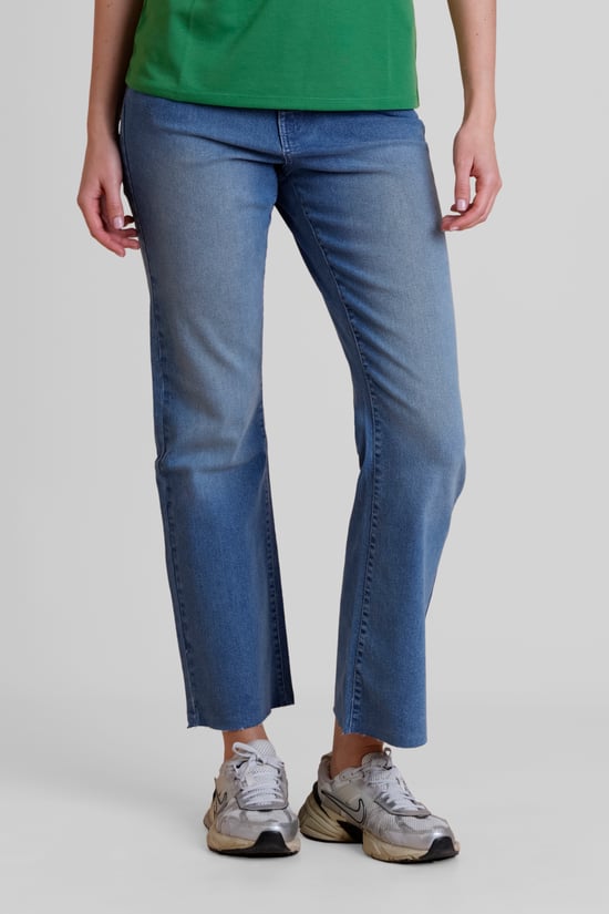 High Waist Raw Hem Flared Jeans