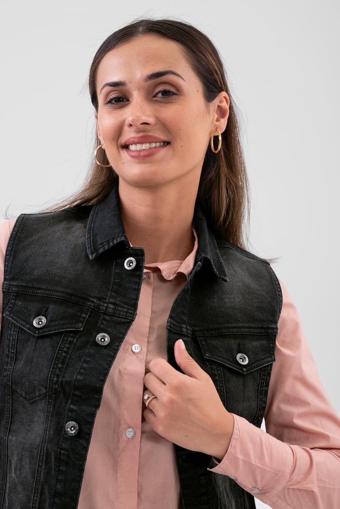 Womens Black Classic Denim Jacket
