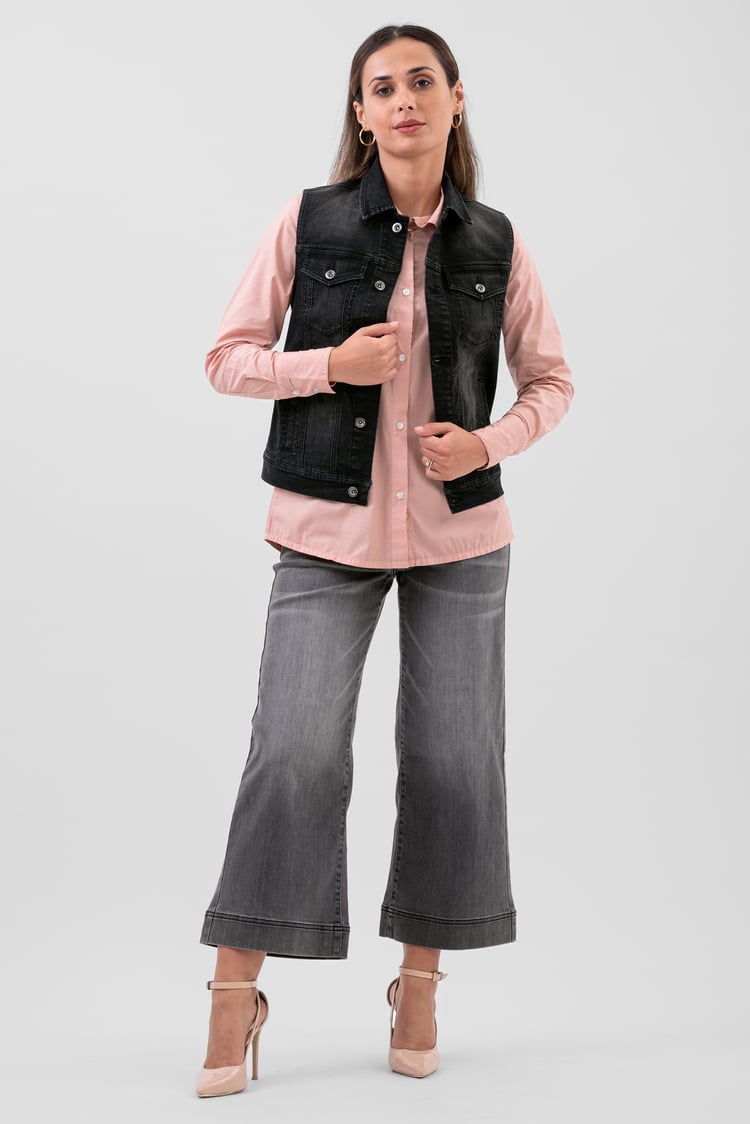 Womens Black Classic Denim Jacket