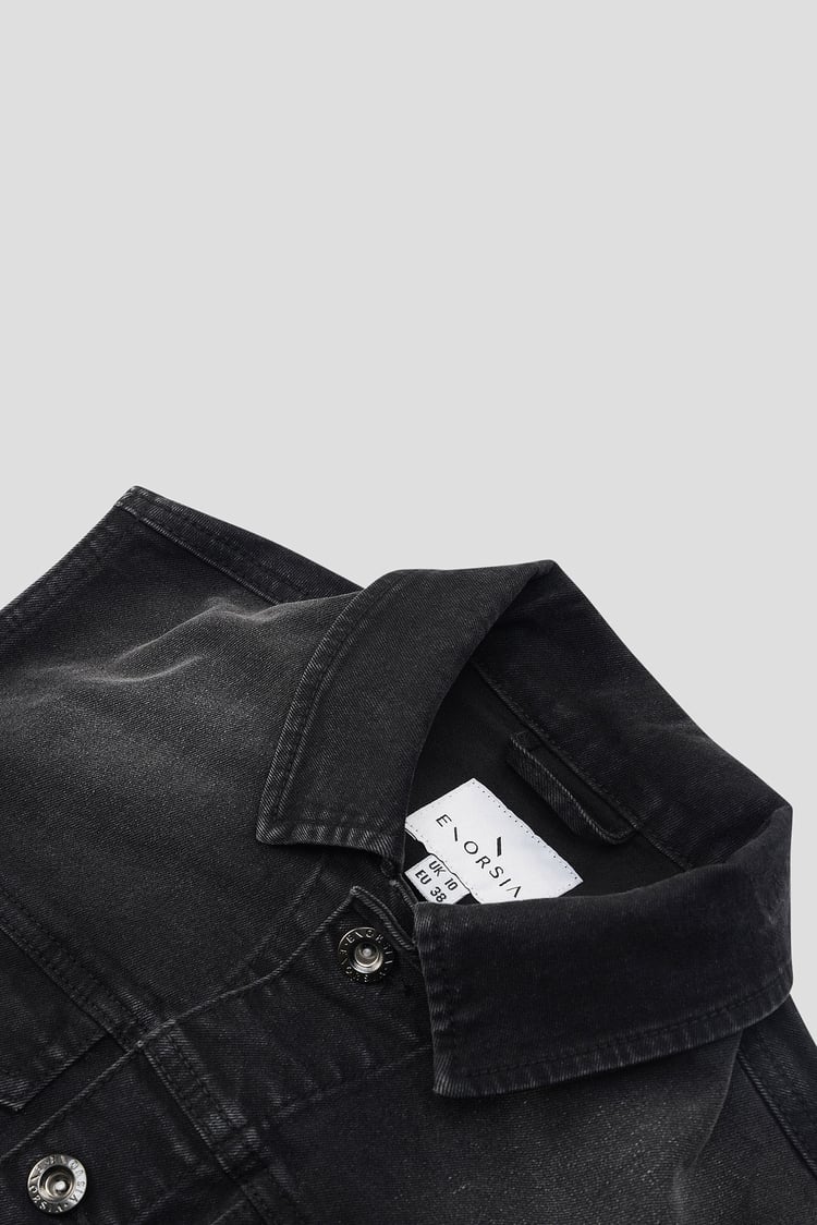 Womens Black Classic Denim Jacket