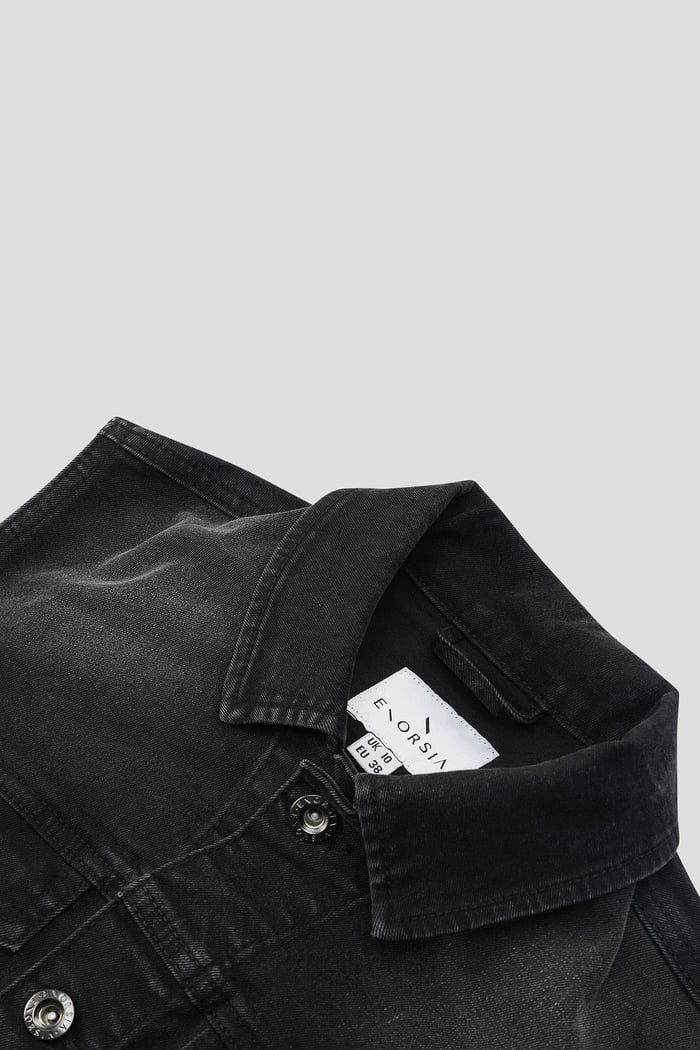 Womens Black Classic Denim Jacket