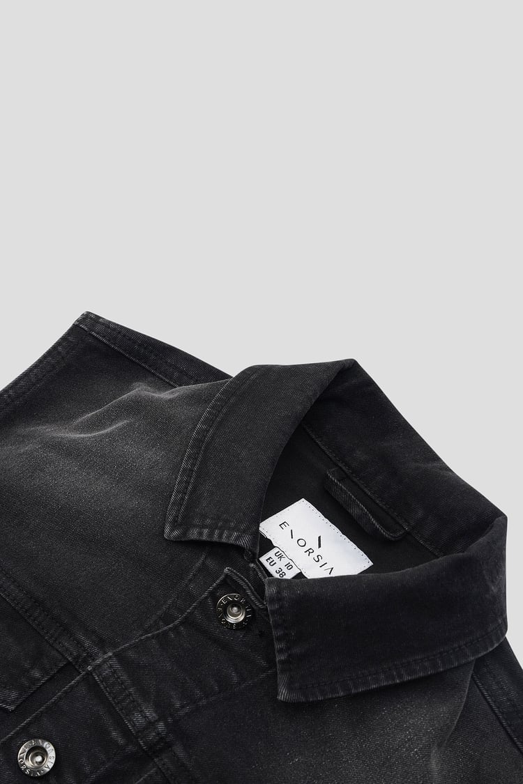 Womens Black Classic Denim Jacket