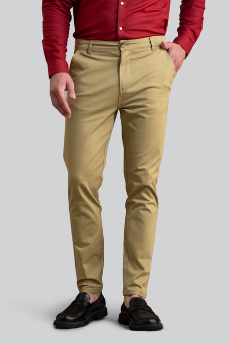 Khaki Skinny Chino Long Trousers