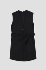Womens Sleeveless Belted Coat