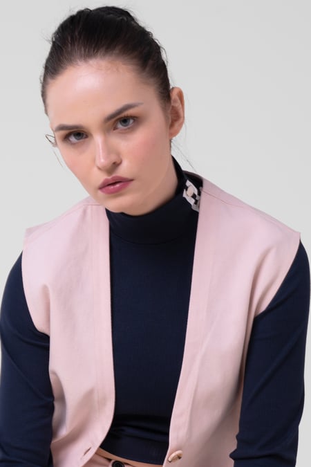 Womens Cream Sleeveless Belted Coat