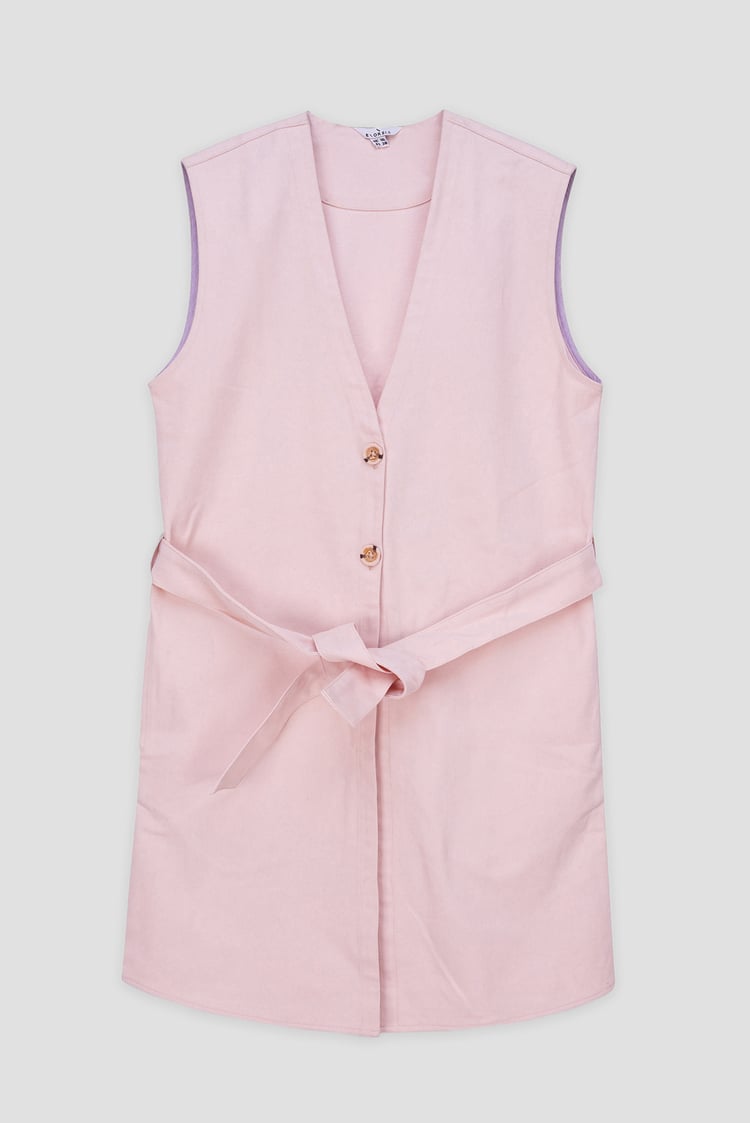 Womens Sleeveless Belted Coat