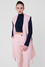 Womens Sleeveless Belted Coat