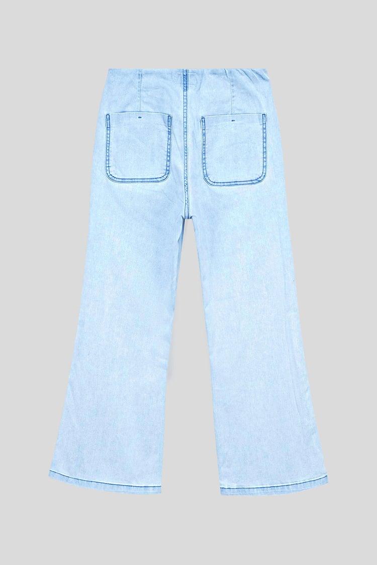 Super Light Cropped Flared Buttoned Jeans