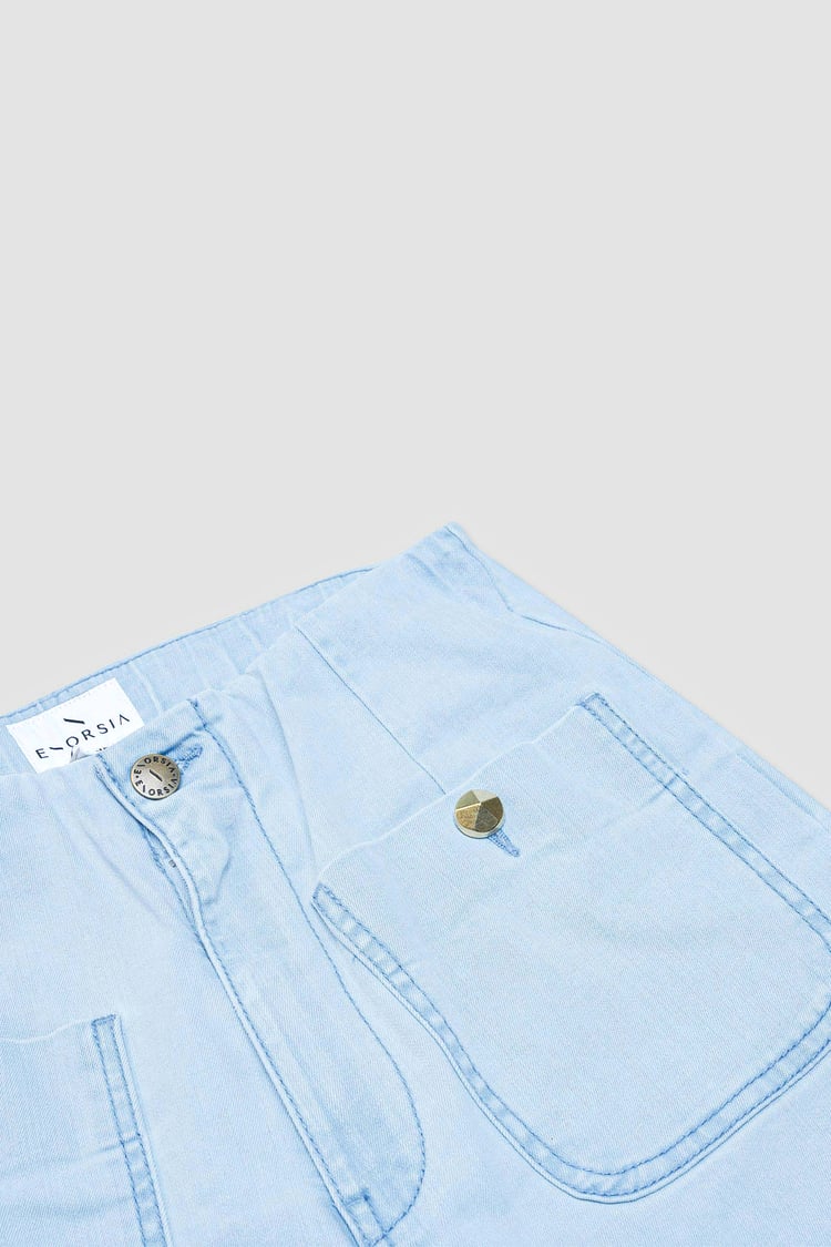 Super Light Cropped Flared Buttoned Jeans