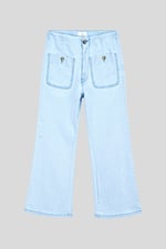 Super Light Cropped Flared Buttoned Jeans