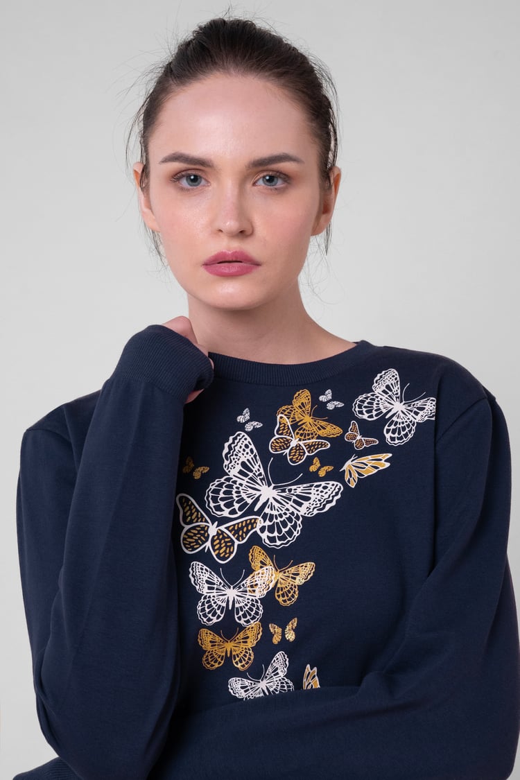 Womens Butterfly Print Sweatshirt