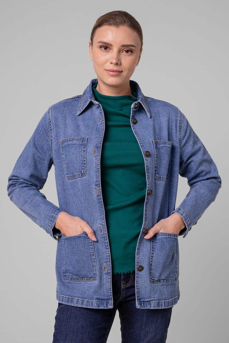 Womens Indigo Blue Casual Denim Jacket