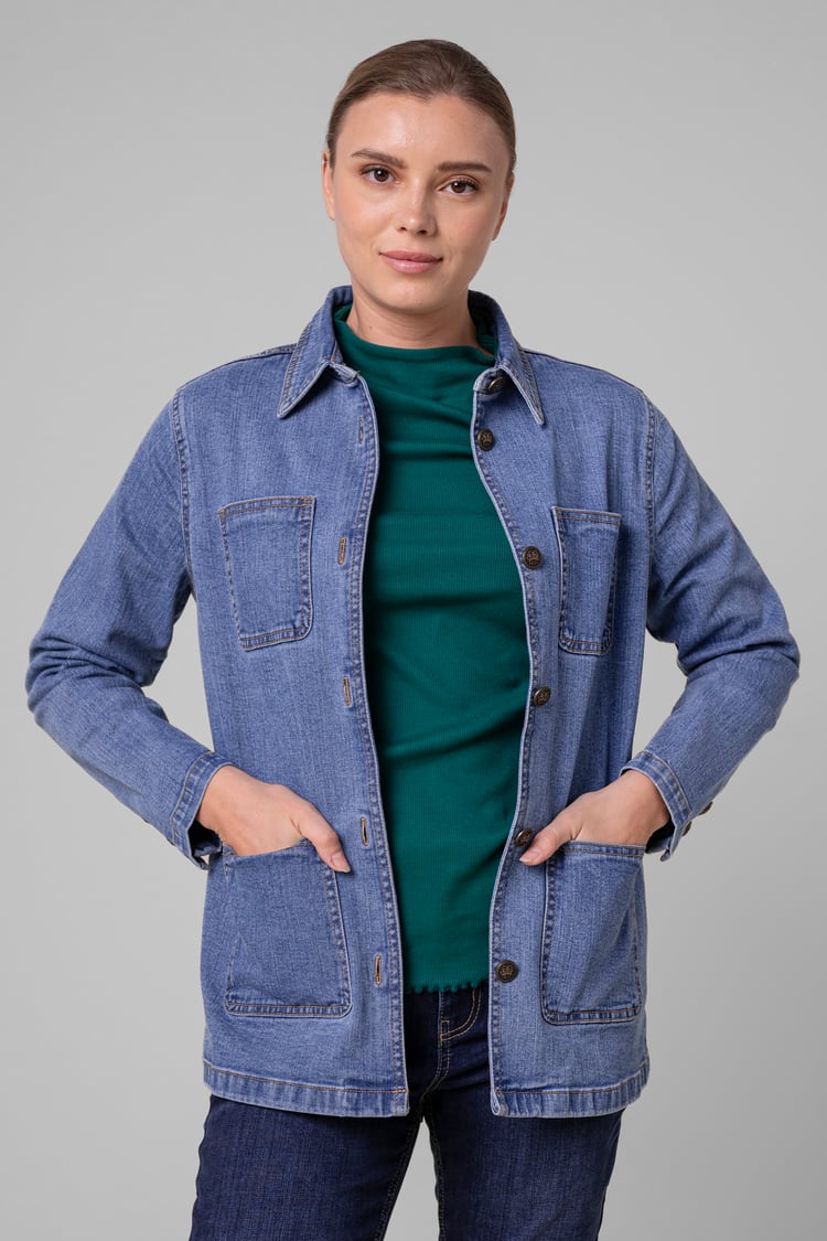 Womens Indigo Blue Casual Denim Jacket