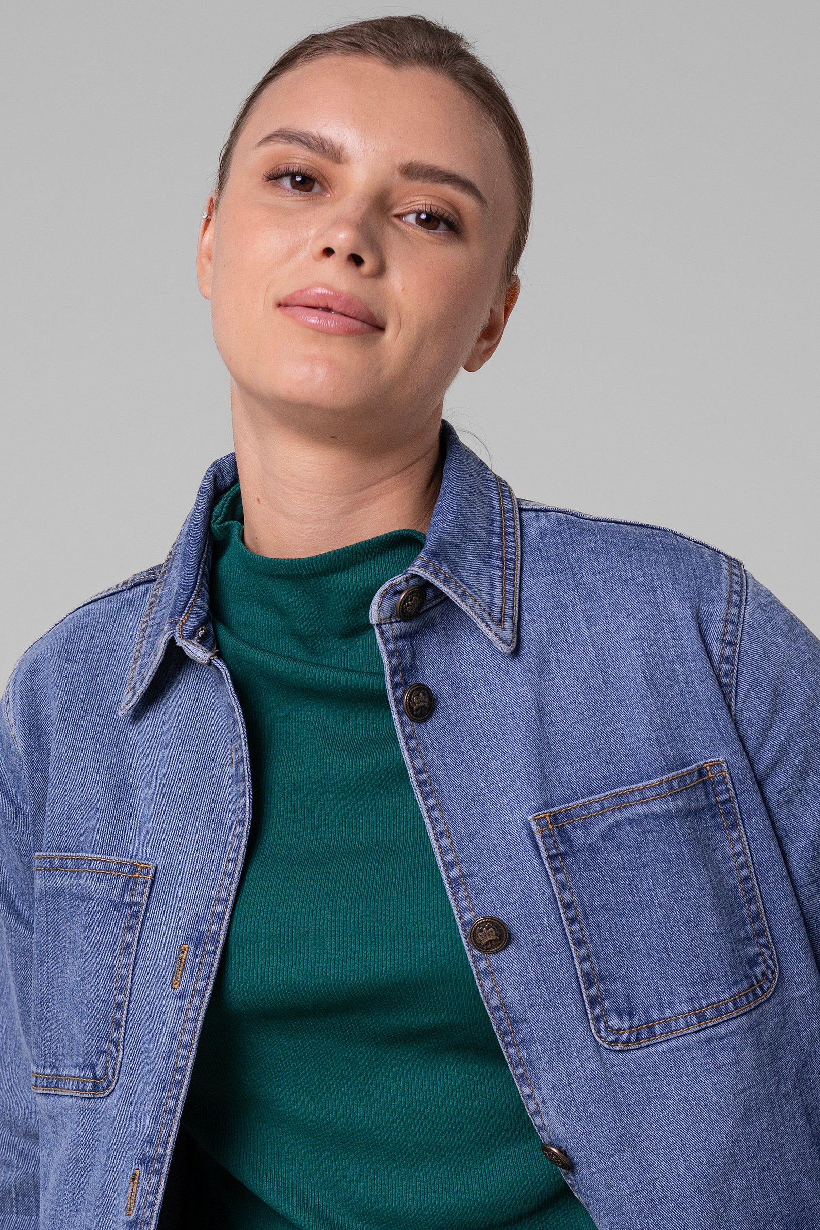 Womens Indigo Blue Casual Denim Jacket