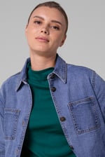 Womens Indigo Blue Casual Denim Jacket