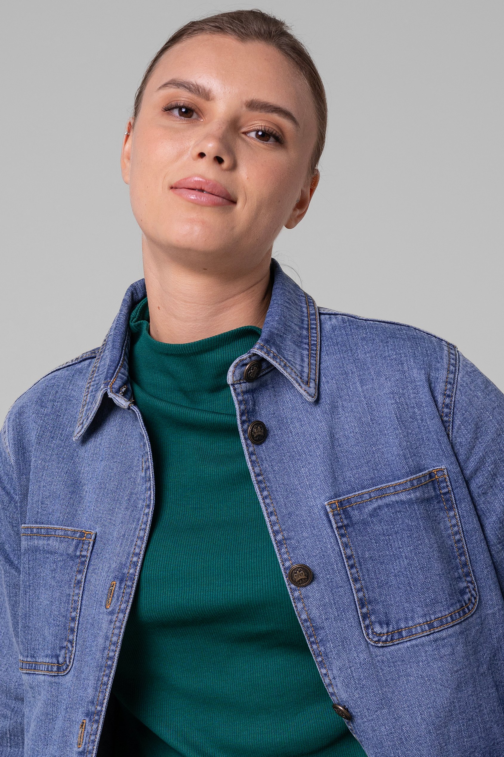 Womens Indigo Blue Casual Denim Jacket