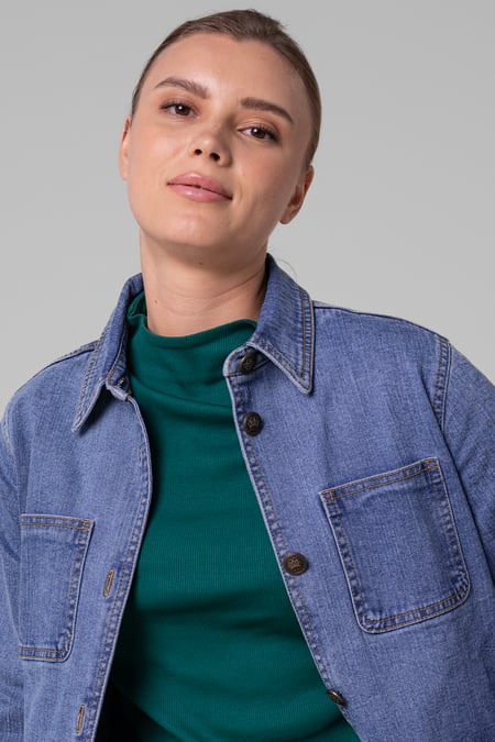 Womens Blue Indigo Blue Casual Denim Jacket