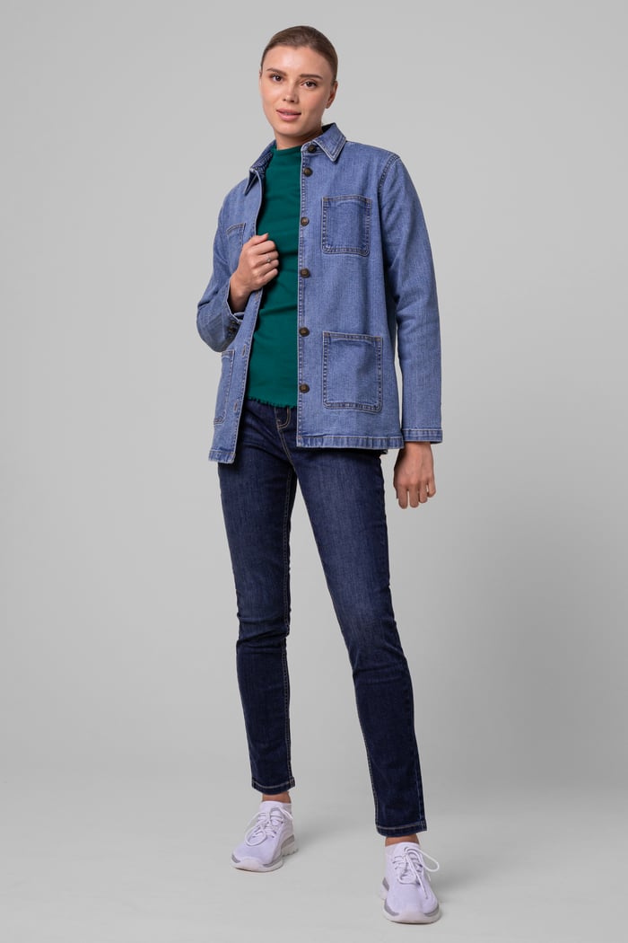 Womens Indigo Blue Casual Denim Jacket