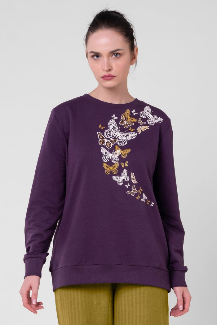 Womens Butterfly Print Sweatshirt