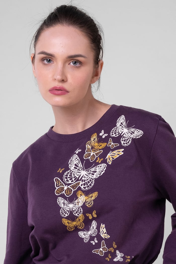 Womens Butterfly Print Sweatshirt