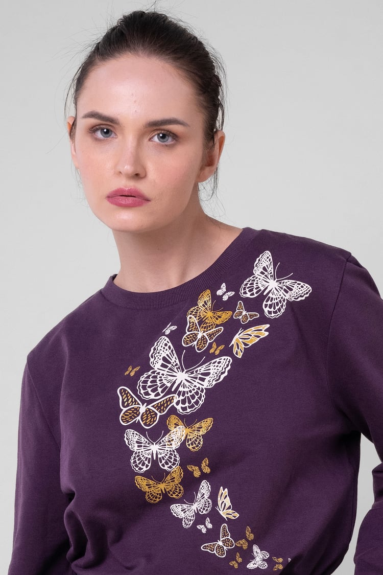 Womens Butterfly Print Sweatshirt