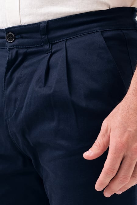 Blue Straight Chino Trousers