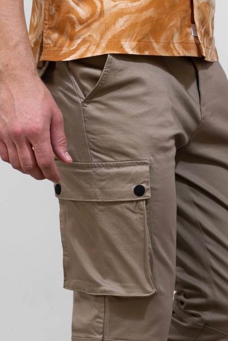 Mens Brown Utility Cargo Long Trousers