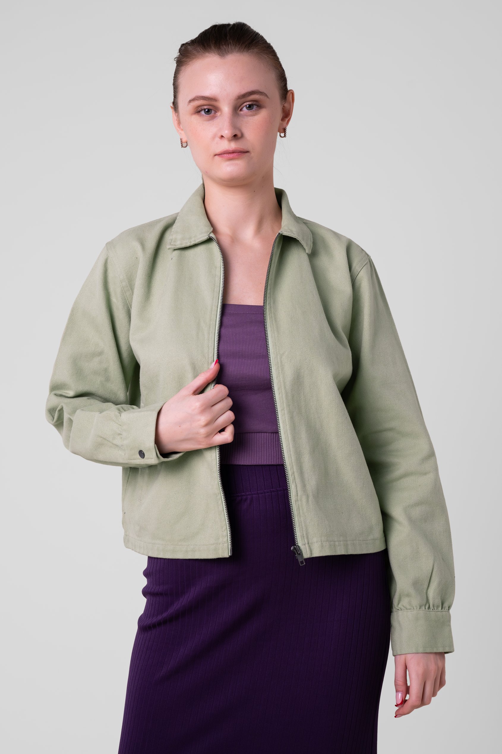 Womens Full Zip Cropped Jacket